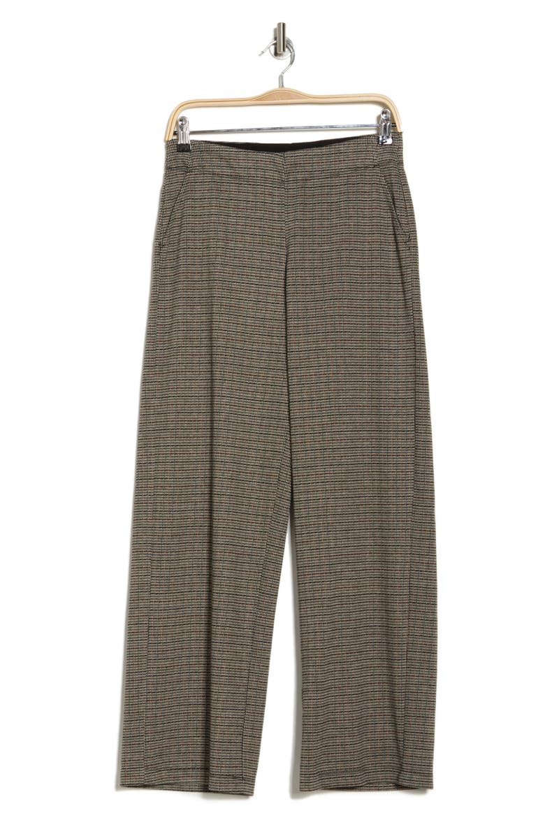 Double Knit Wide Leg Pants, Alternate, color, BLACK/ BROWN HOUNDSTOOTH