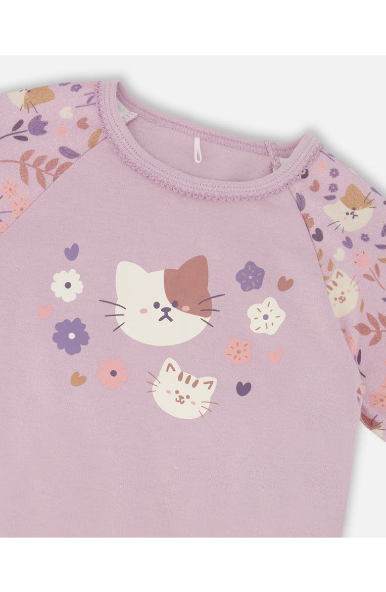 Deux par Deux Organic Cotton Two-Piece Pajamas Cat, Alternate, color, Lilac