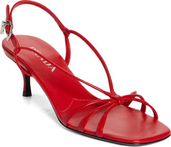 Prada Butterfly Heels Sz 38.5 / 8.5 Stacked Heel Sandals