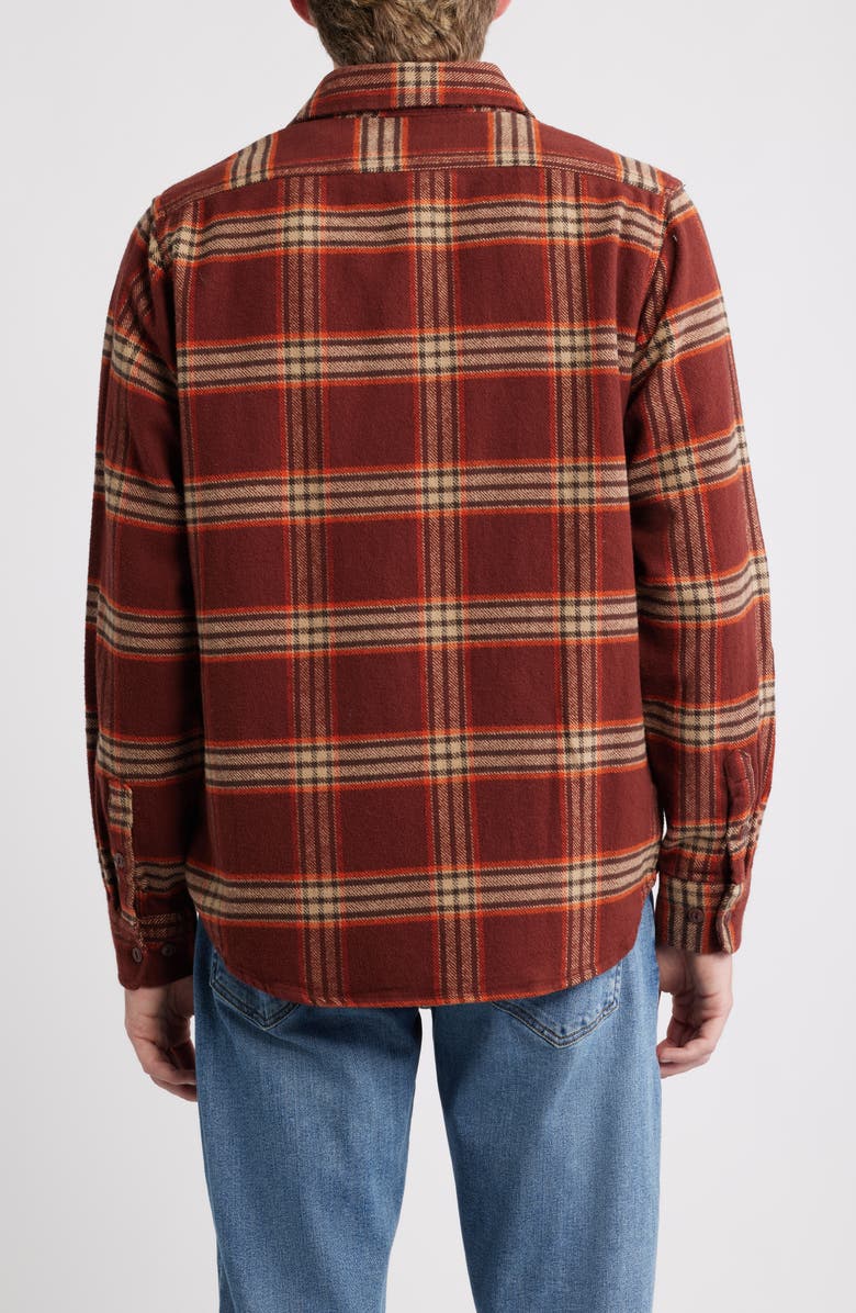 Schott NYC Plaid Flannel Button-Up Work Shirt, Alternate, color, Root Beer