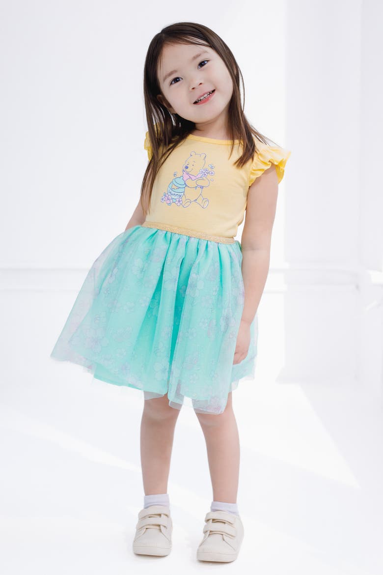Winnie the Pooh Flutter Sleeve Tulle Tutu Dress, Alternate, color, Yellow Winnie Pooh