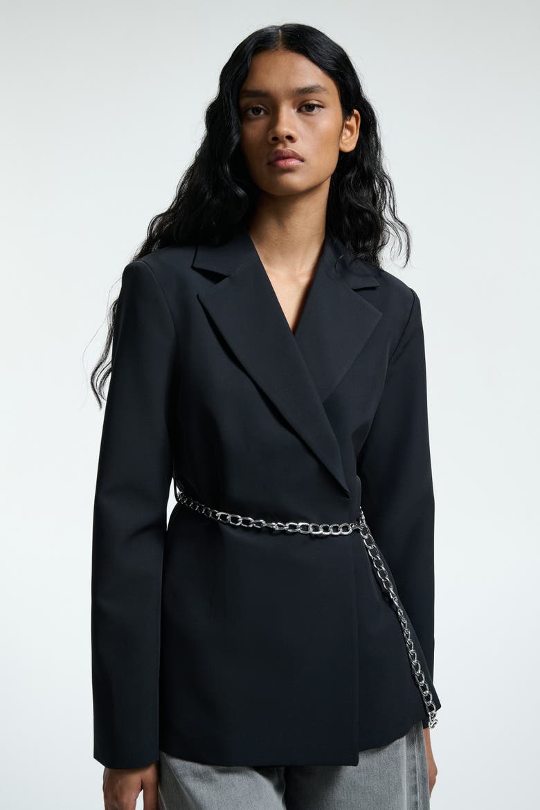 Belted Blazer, Alternate, color, Black