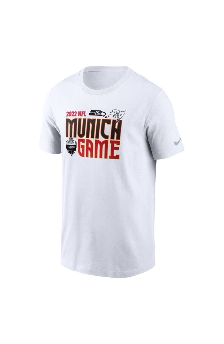 Nike Men's Nike White Seattle Seahawks vs. Tampa Bay Buccaneers Essential Munich Game T-Shirt, Alternate, color, White