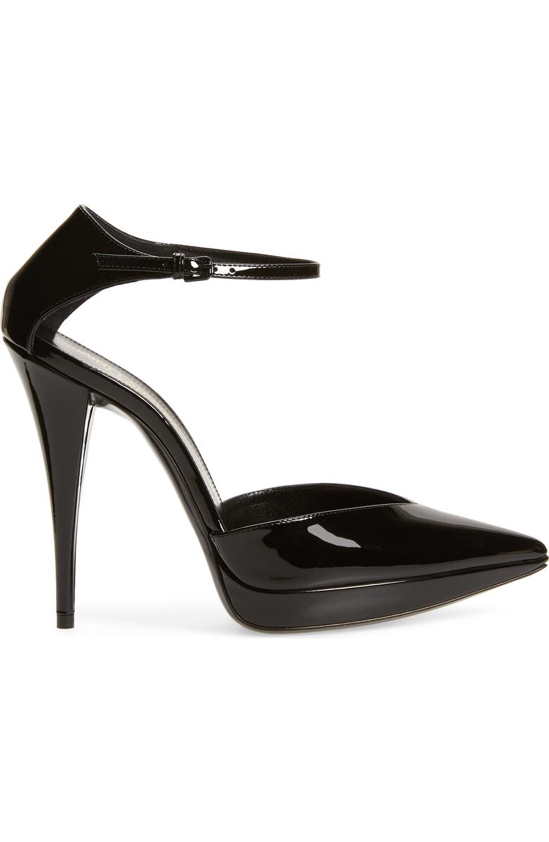 Saint Laurent Zizi Ankle Strap Pointed Toe Platform Pump, Alternate, color,