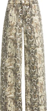 PTCL Althea Snakeskin Print Low Rise Wide Leg Jeans