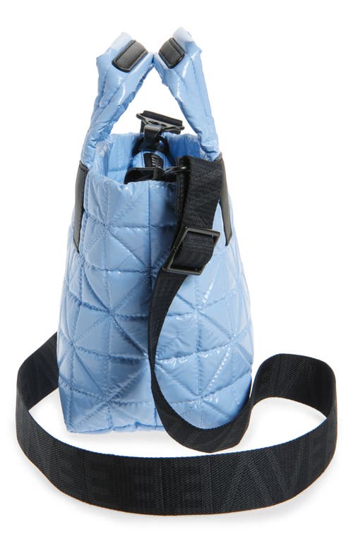Veecollective Mini Vee Water Repellent Quilted Nylon Tote In Cerulean Vinyl