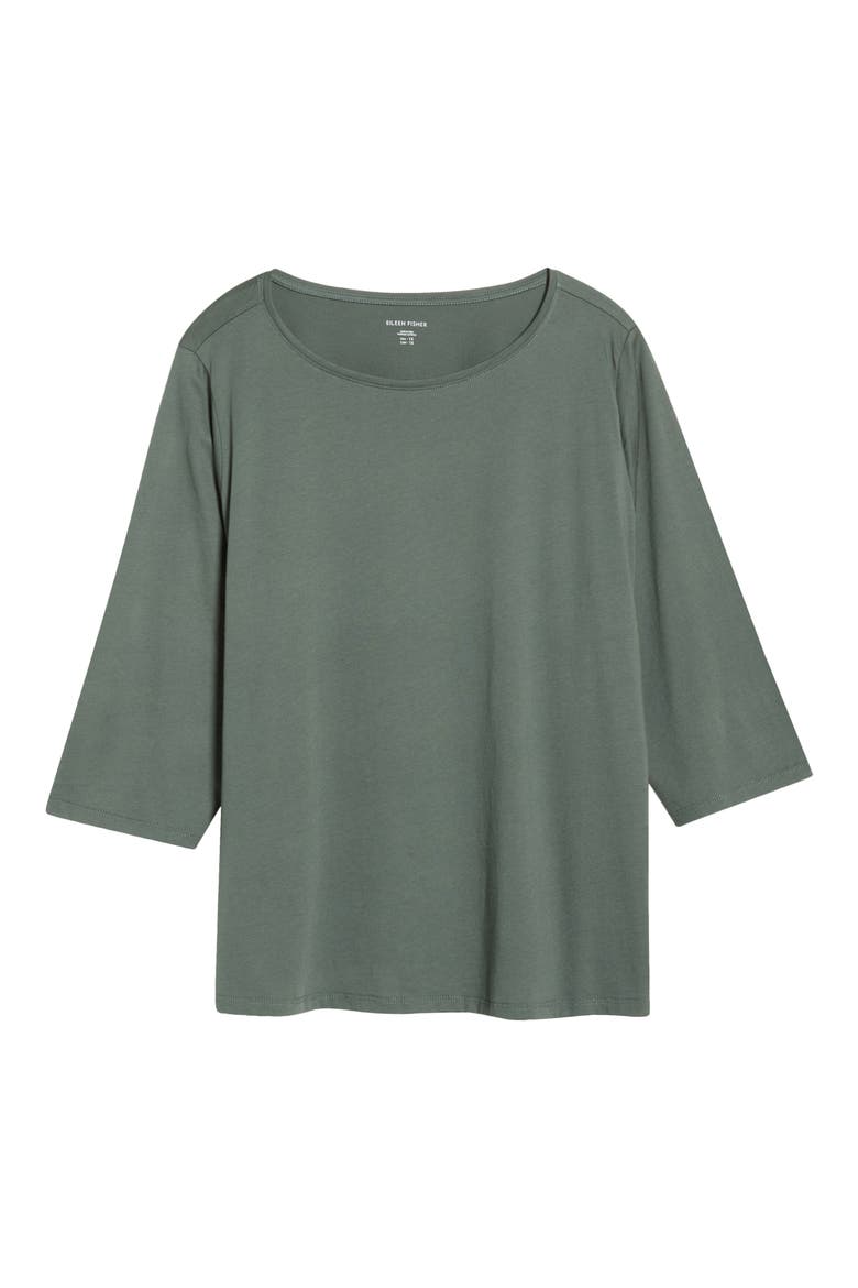 Bateau Neck Organic Cotton Top, Alternate, color, EVERGLADE