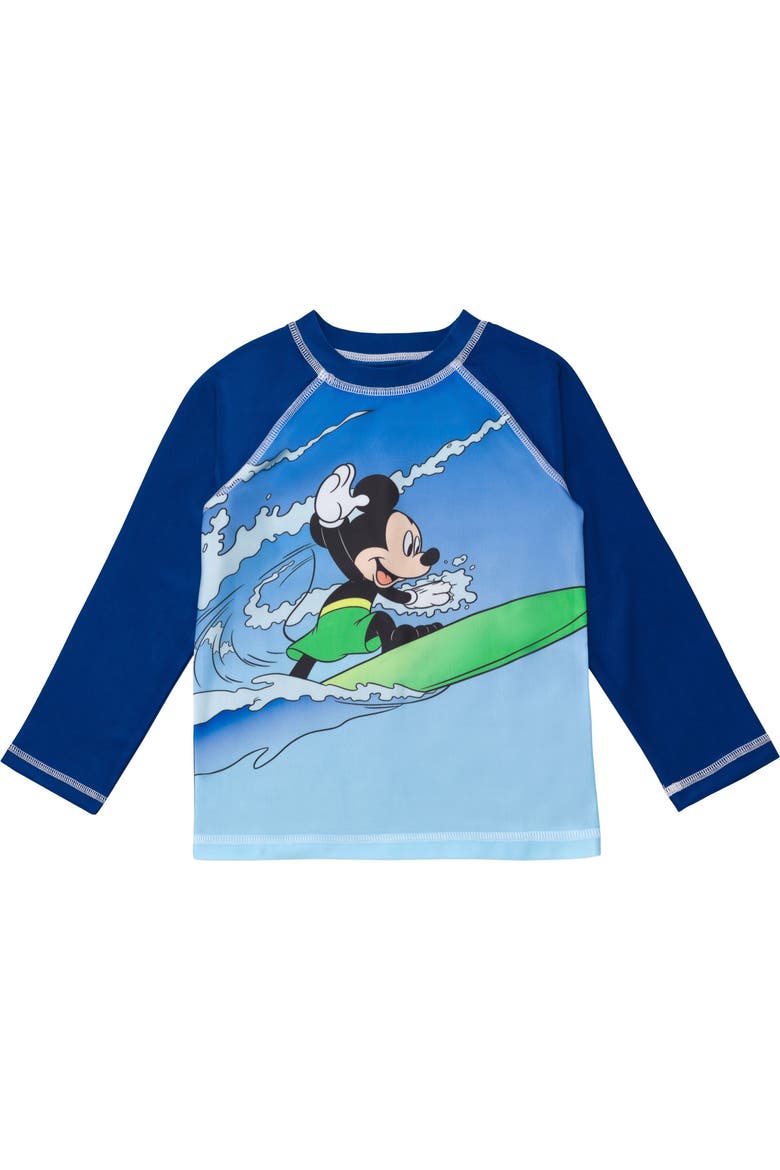Mickey Mouse Swimwear 2-Piece Rash Guard and Swim Trunks Set, Alternate, color, Mickey Tropical Navy