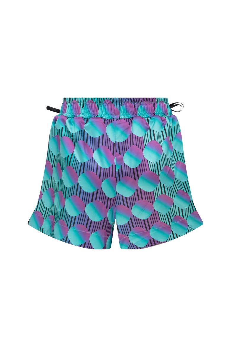 Jett Polka Dot Elastic Wasited Shorts With Bow Detail, Alternate, color, Purple
