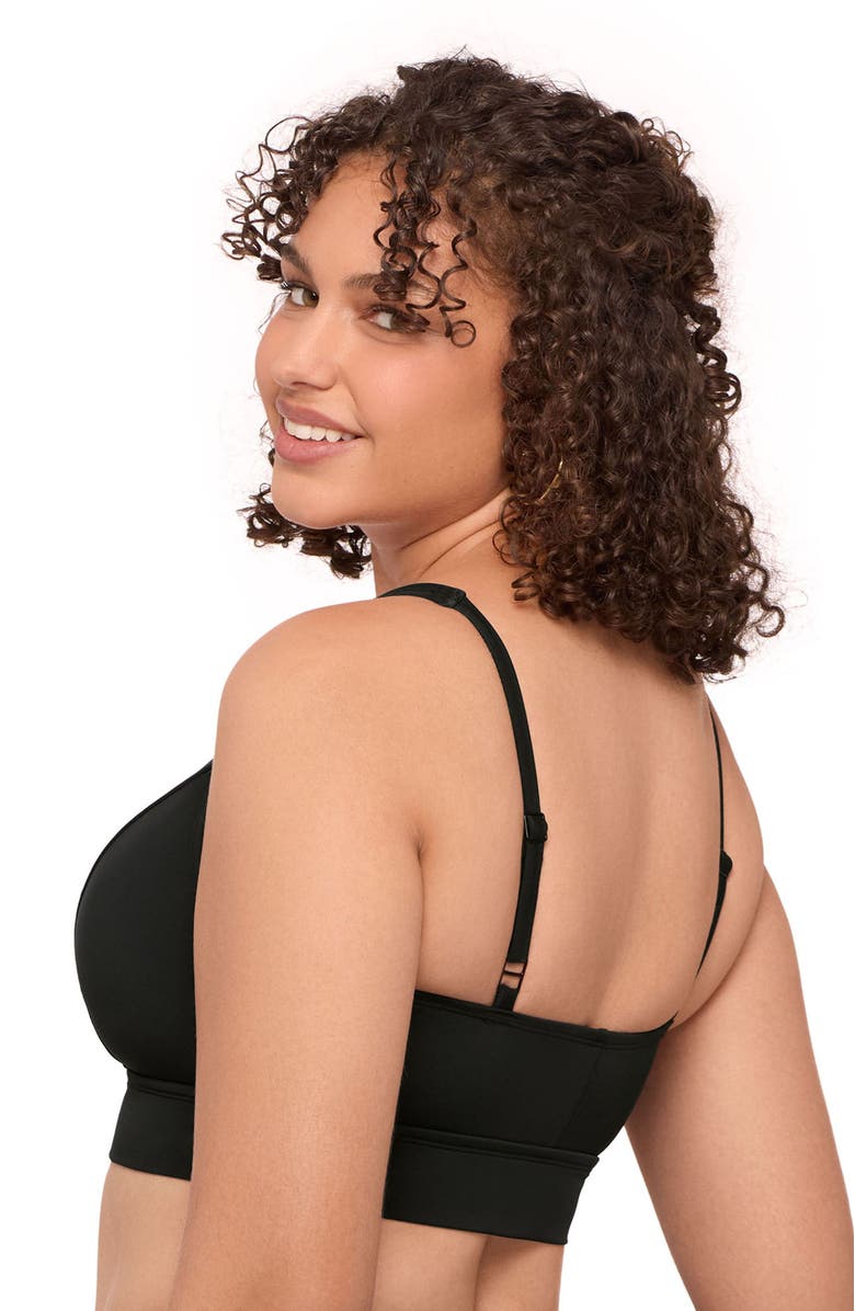 S3 Apparel Supportive and Sculpting Banded Plunge V-Neck Bralette Swimsuit Top, Alternate, color, Onyx Black