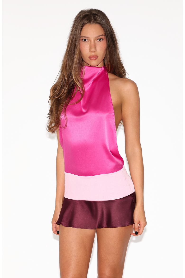 Greta Halter Neck Colorblock Minidress, Alternate, color, BERRY COLOR BLOCK