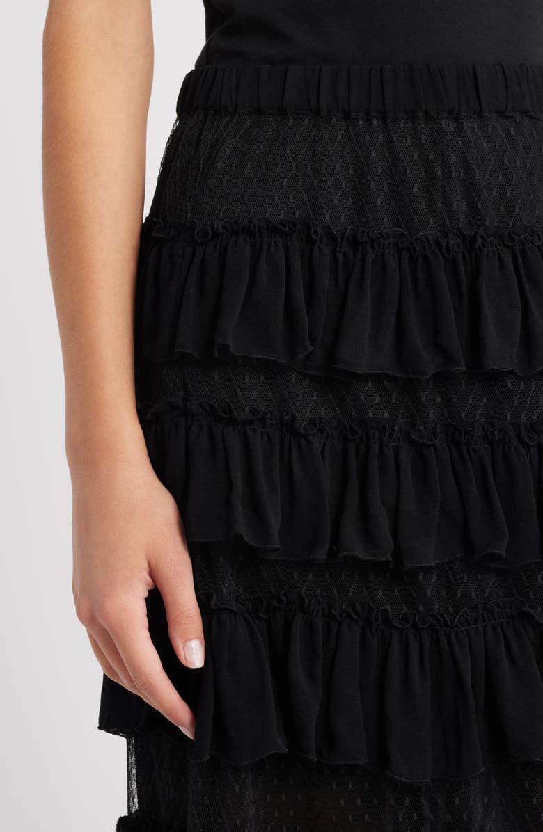 THE GREAT. Winter Tiered Mesh Maxi Skirt, Alternate, color, Black