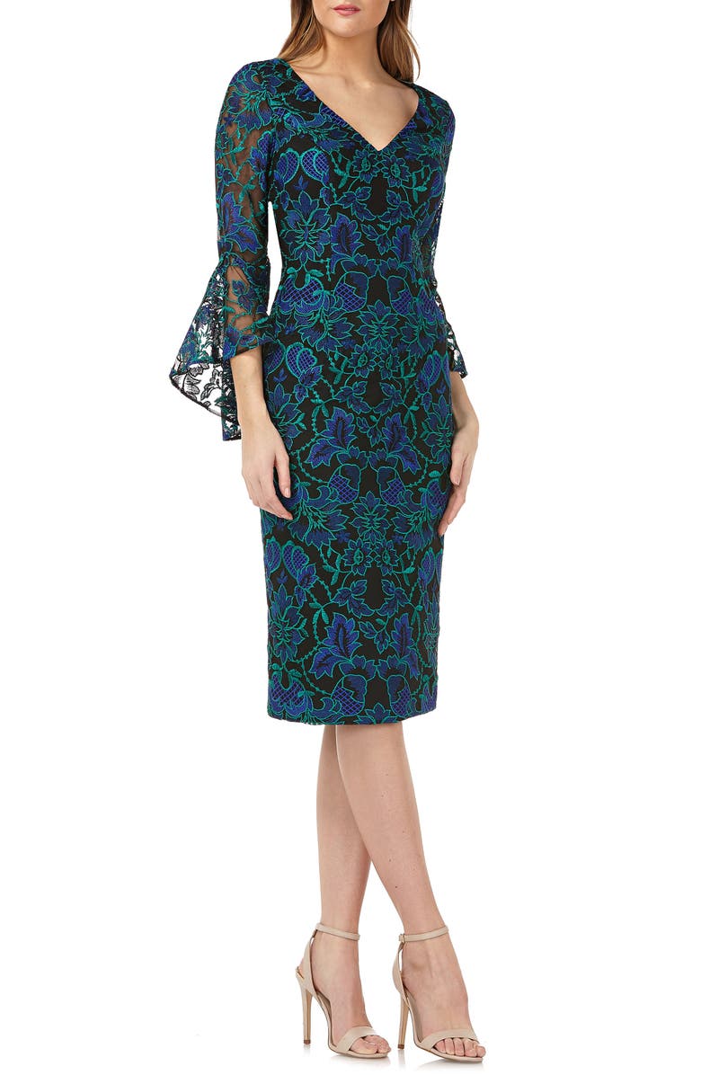 Robe De Soirée Carmen Marc Valvo Noire - Dentelle Brodée Rosace, Dos Nu, Taille 2