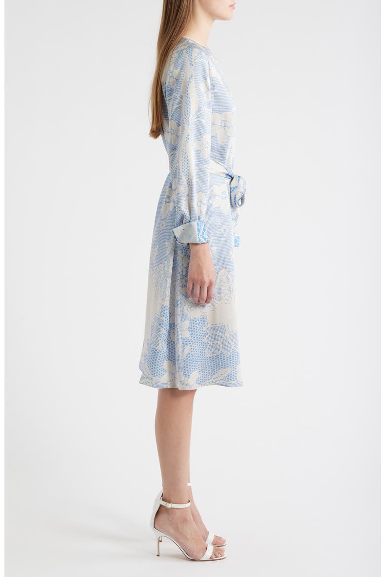 Michelle Print Tie Waist Long Sleeve Dress, Alternate, color, SKY BLUE MULTI