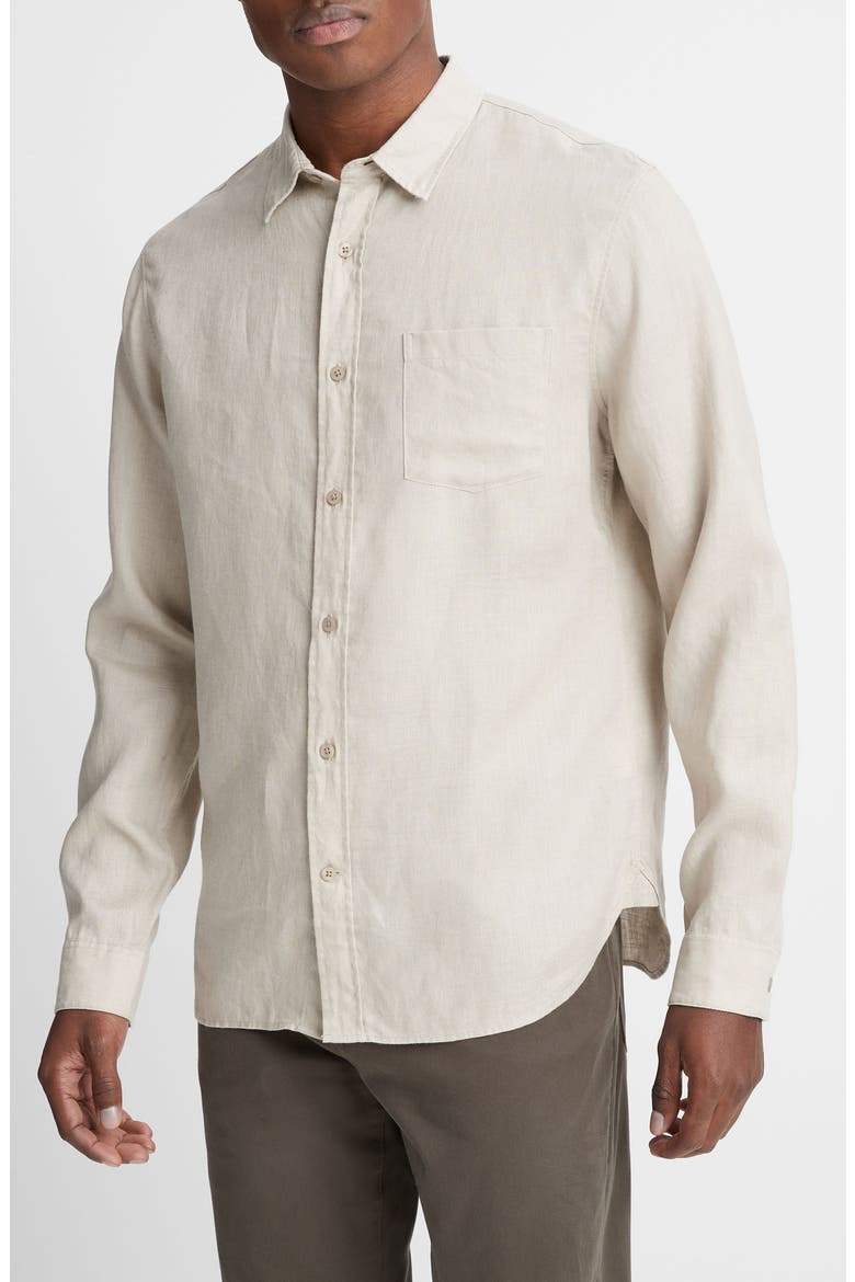 Linen Button-Up Shirt, Alternate, color, PUMICE ROCK