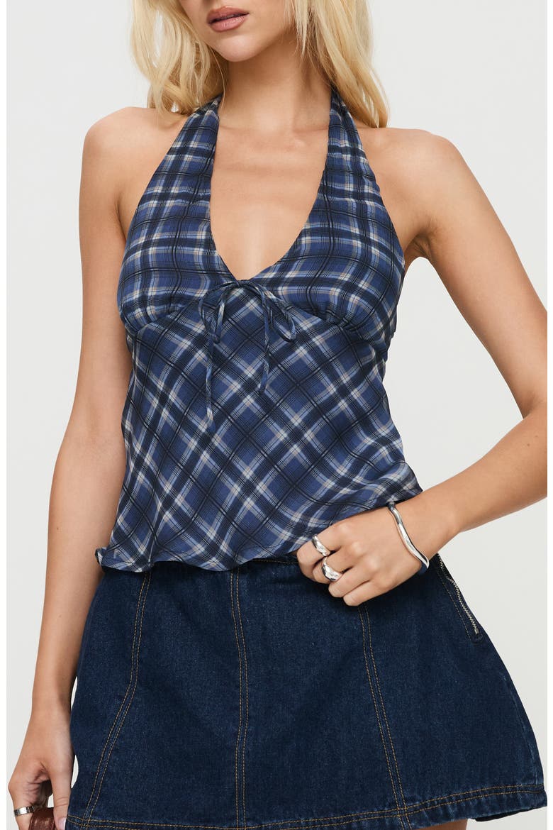 Amalthea Plaid Halter Top, Main, color, BLUE