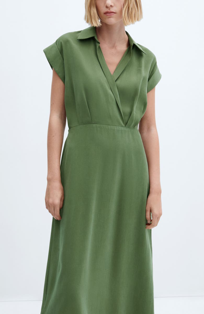 MANGO Surplice V-Neck Midi Shirtdress, Alternate, color,