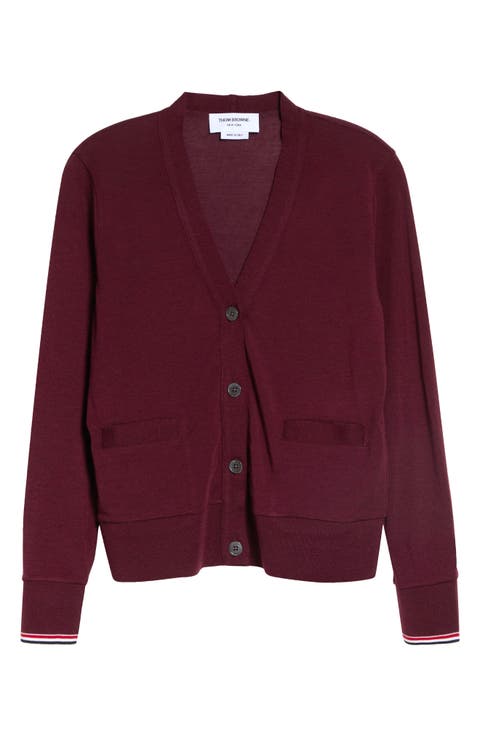 Tipped Stretch Wool Cardigan