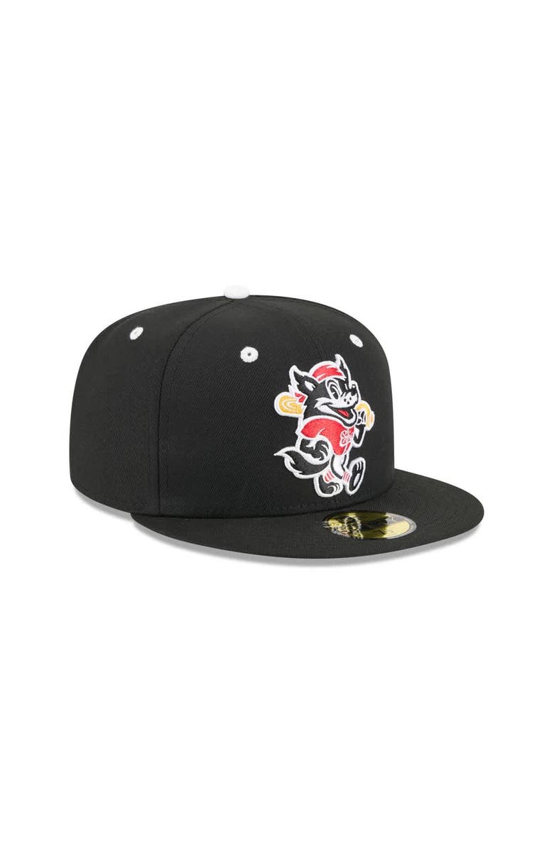 New Era Men's New Era Black Erie SeaWolves Theme Nights 59FIFTY Fitted Hat, Alternate, color, Black