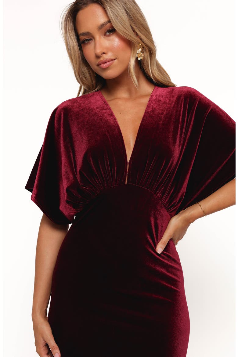 Ricki Plunge Neck Velvet Maxi Dress, Alternate, color, WINE