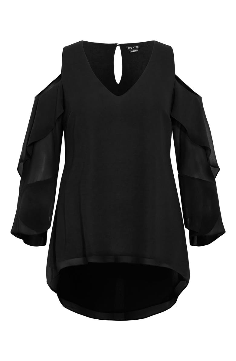 City Chic Cold Shoulder High-Low Top, Alternate, color, 