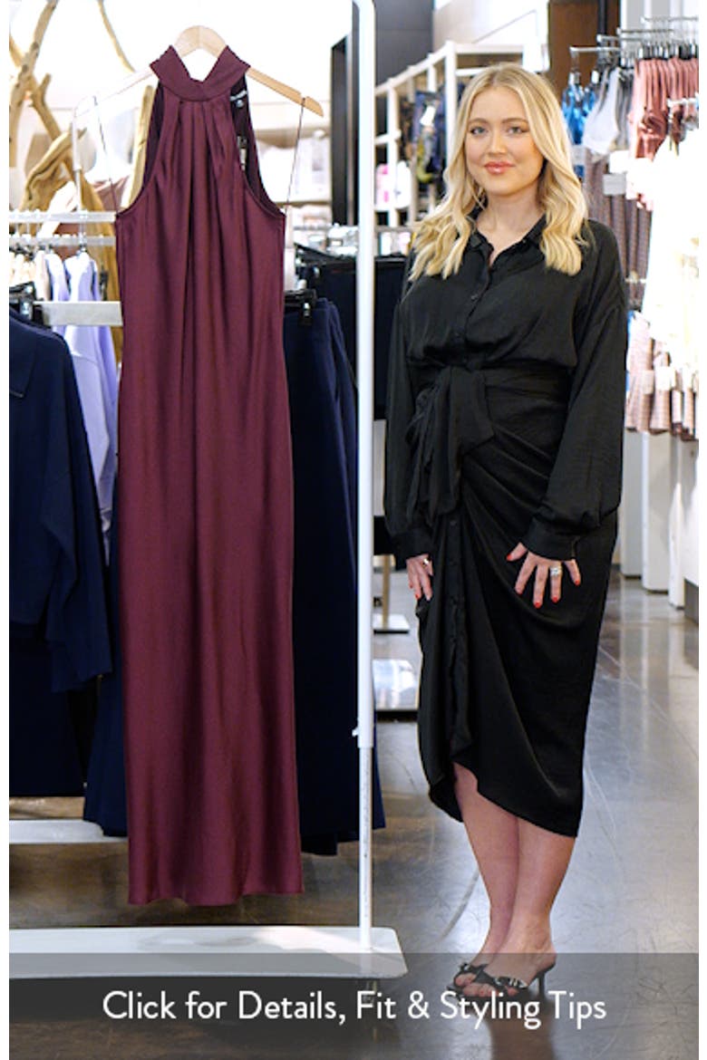 Alanah Halter Neck Satin Midi Dress video