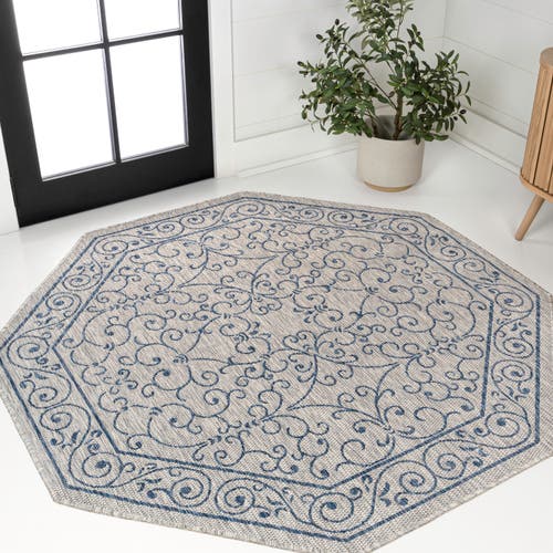 Jonathan Y Charleston Vintage Filigree Textured Weave Octagon Indoor/outdoor Area Rug In Gray