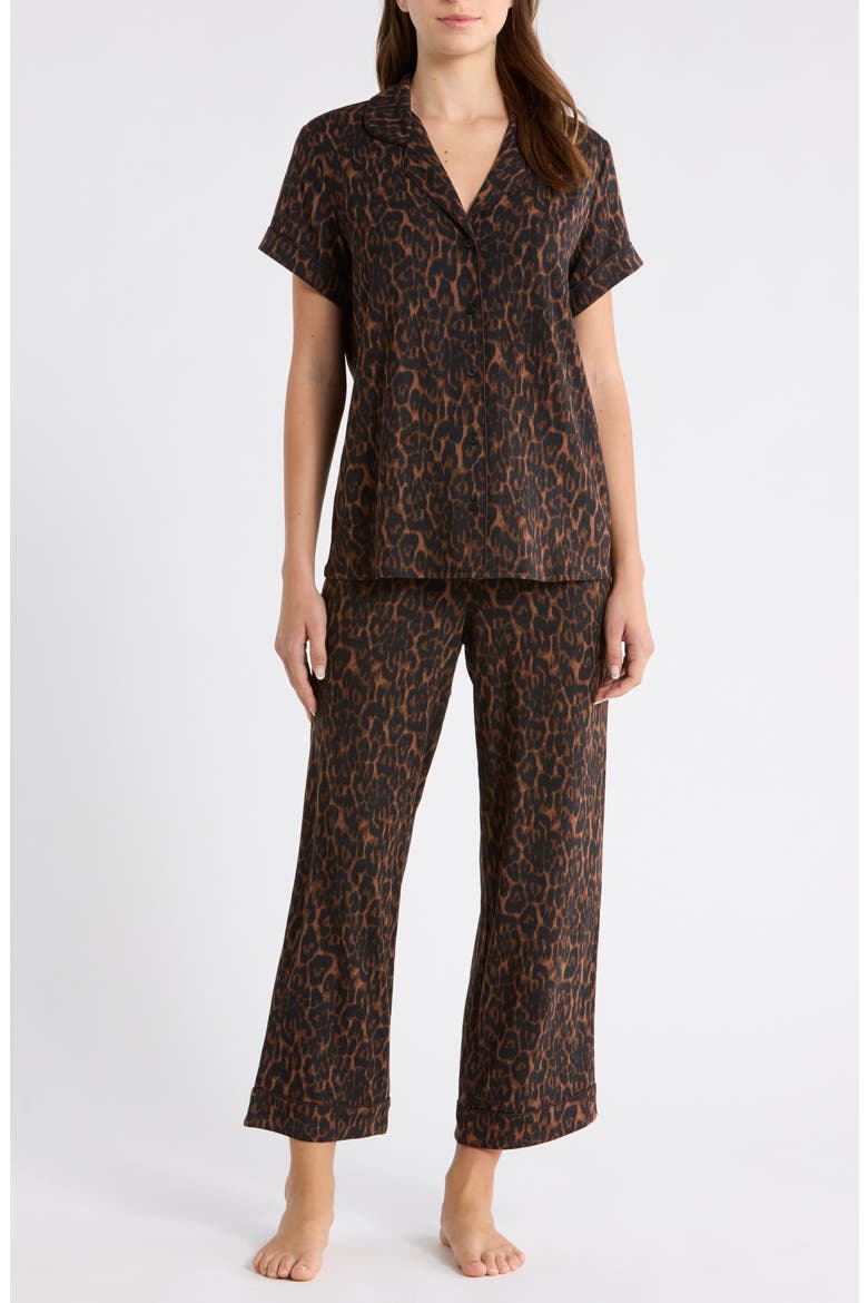 Moonlight Eco Crop Pajamas, Main, color, BROWN P- BLACK ELEGANT LEOPARD