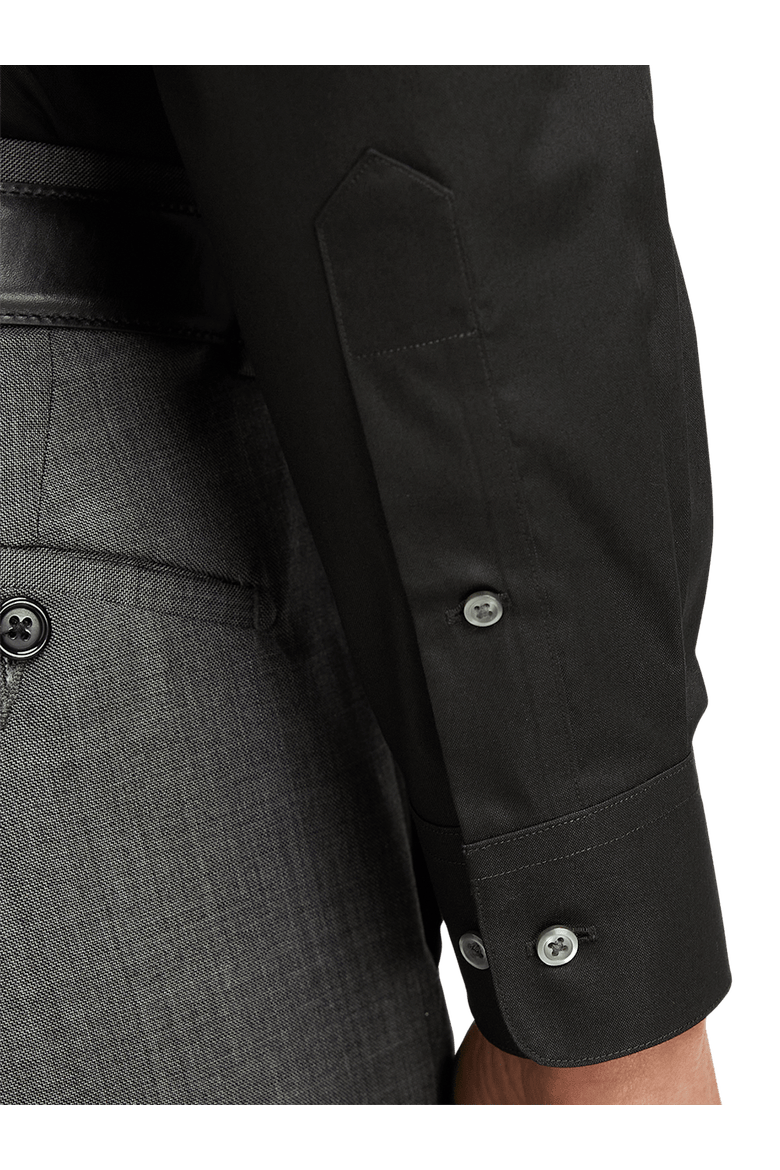 Non-iron Cotton Pinpoint Solid Point Collar Dress Shirt, Alternate, color, Black