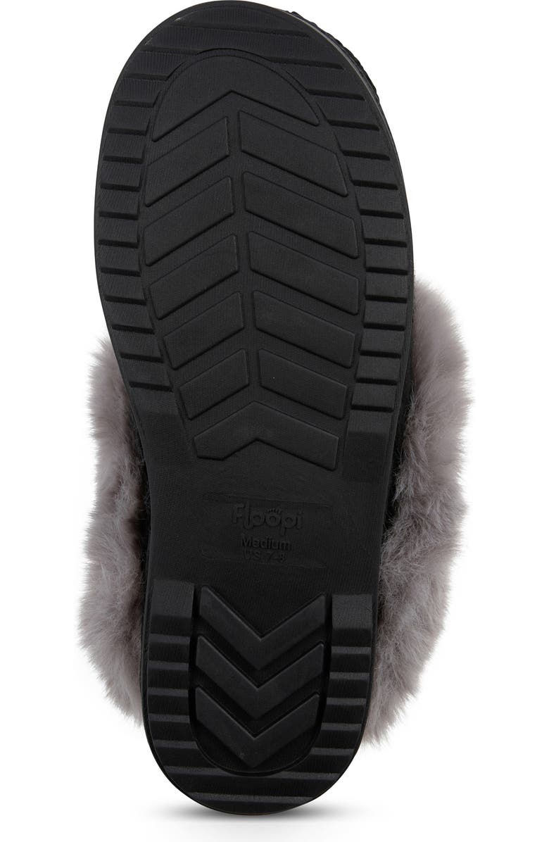 FLOOPI Faux Fur Trim Scuff Slipper, Alternate, color, Black