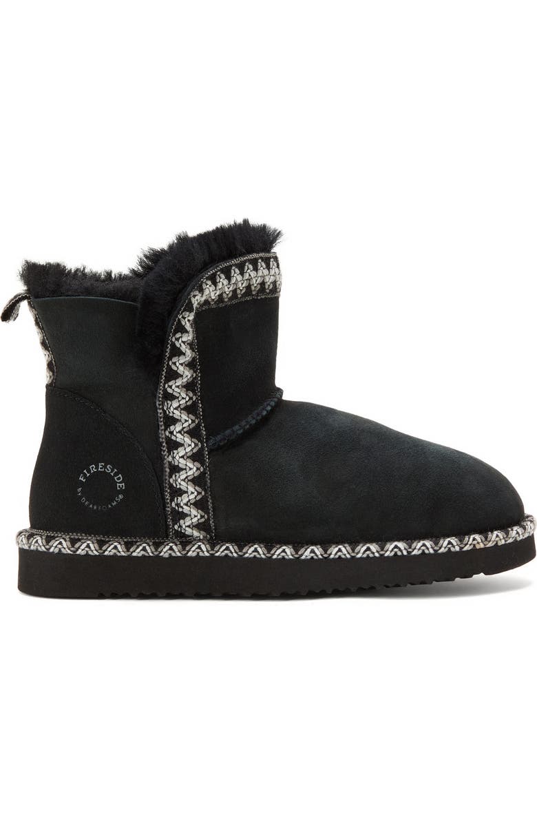 DEARFOAMS Fireside Perth Genuine Shearling Fold Down Bootie with Embroidery, Alternate, color, Black