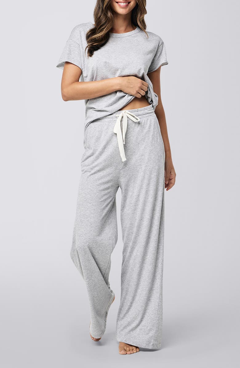 Papinelle Jada Organic Cotton Wide Leg Pajama Pants, Alternate, color, Grey