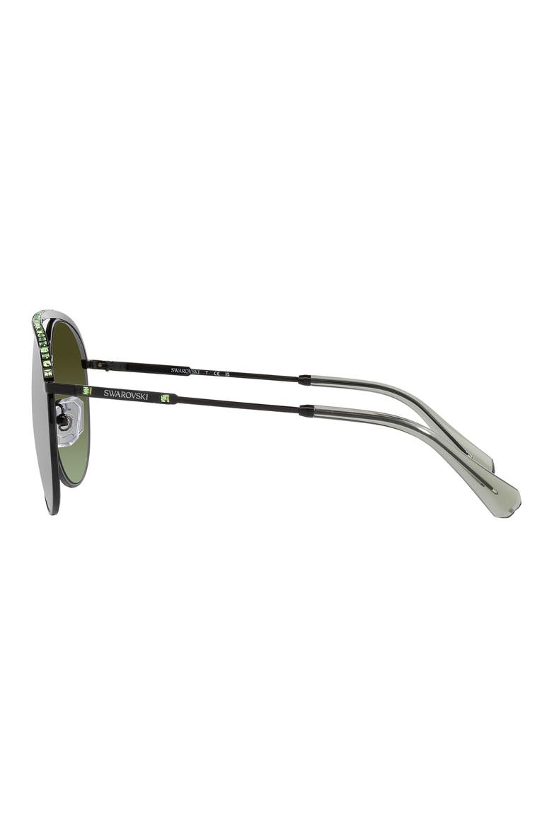 61mm Crystal Aviator Sunglasses, Alternate, color, BLACK