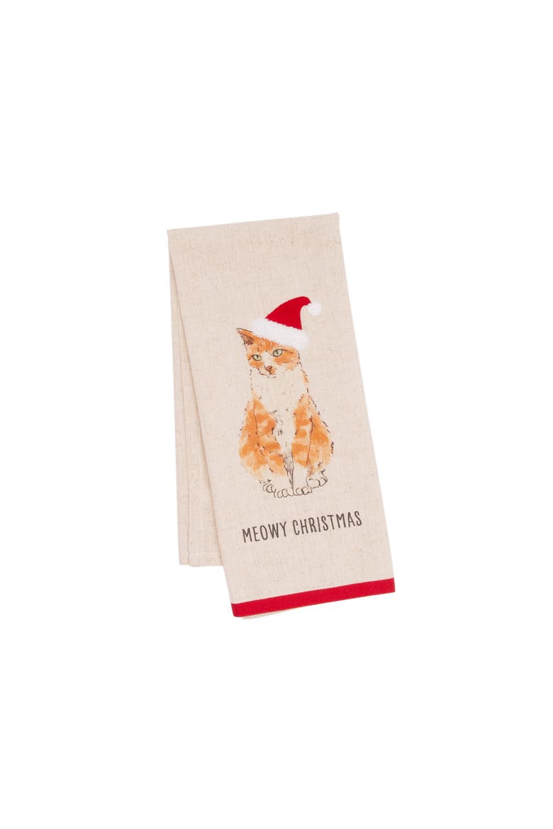 Meowy Christmas Orange Cat Pet Forever Towel, Main, color, Orange