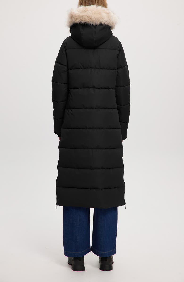 Noize Long Parka with Faux Fur Trim, Alternate, color, Black