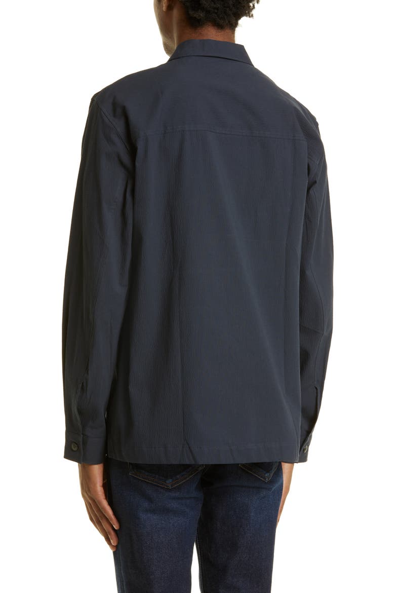 Textured Stretch Cotton Overshirt, Alternate, color, NAVY