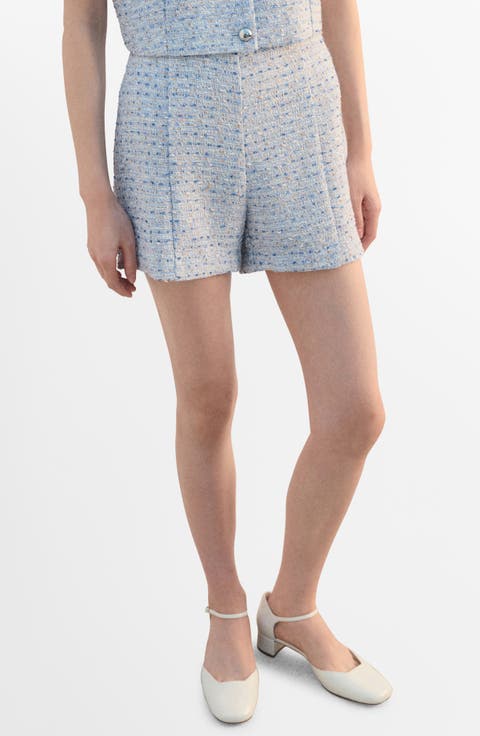 Mid Rise Tweed Shorts