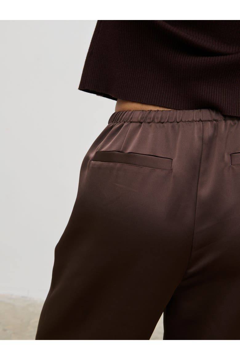 Breya Satin Drawstring Wide Leg Trousers, Alternate, color, Brown