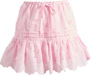 All in Favor Tiered Embroidered Cotton Eyelet Miniskirt