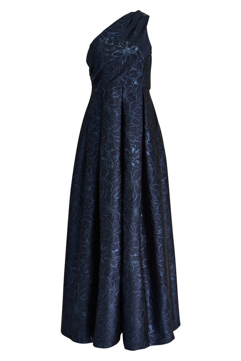 Metallic One-Shoulder Gown, Alternate, color, NIGHTFALL