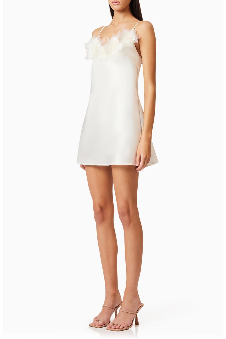 Katalina Organza Floral Appliqué Satin Cocktail Minidress, Alternate, color, IVORY