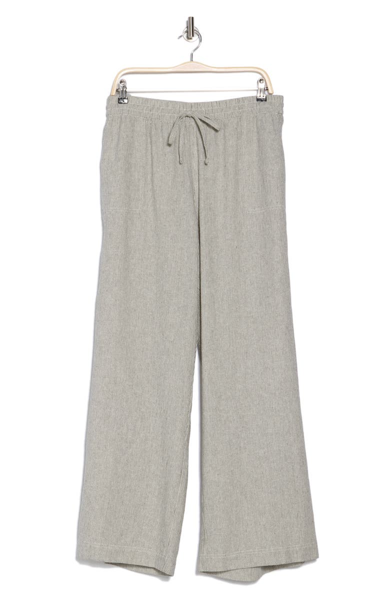 Caslon<sup>®</sup> Stripe Linen Blend Drawstring Pants, Alternate, color, Olive- Ivory Ticking Stripe