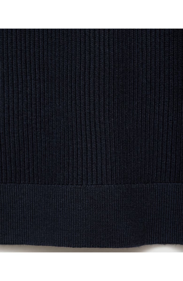 MANGO Rib Quarter Zip Sweater, Alternate, color, Navy