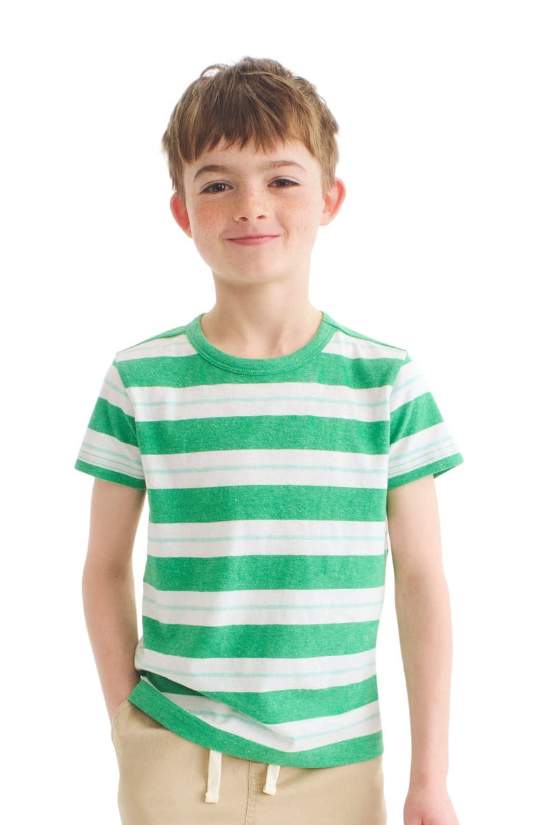 Primary Kids Heathered Tee, Alternate, color, Green Apple Mist Dock Stripe