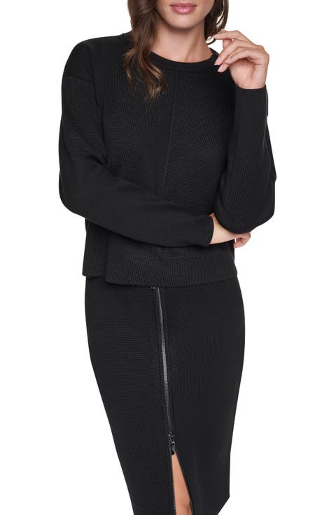 Zip Shoulder Crewneck Sweater