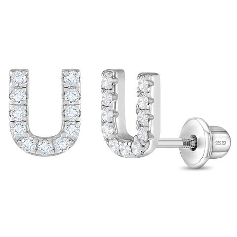 Cubic Zirconia Letter Initial Earrings
