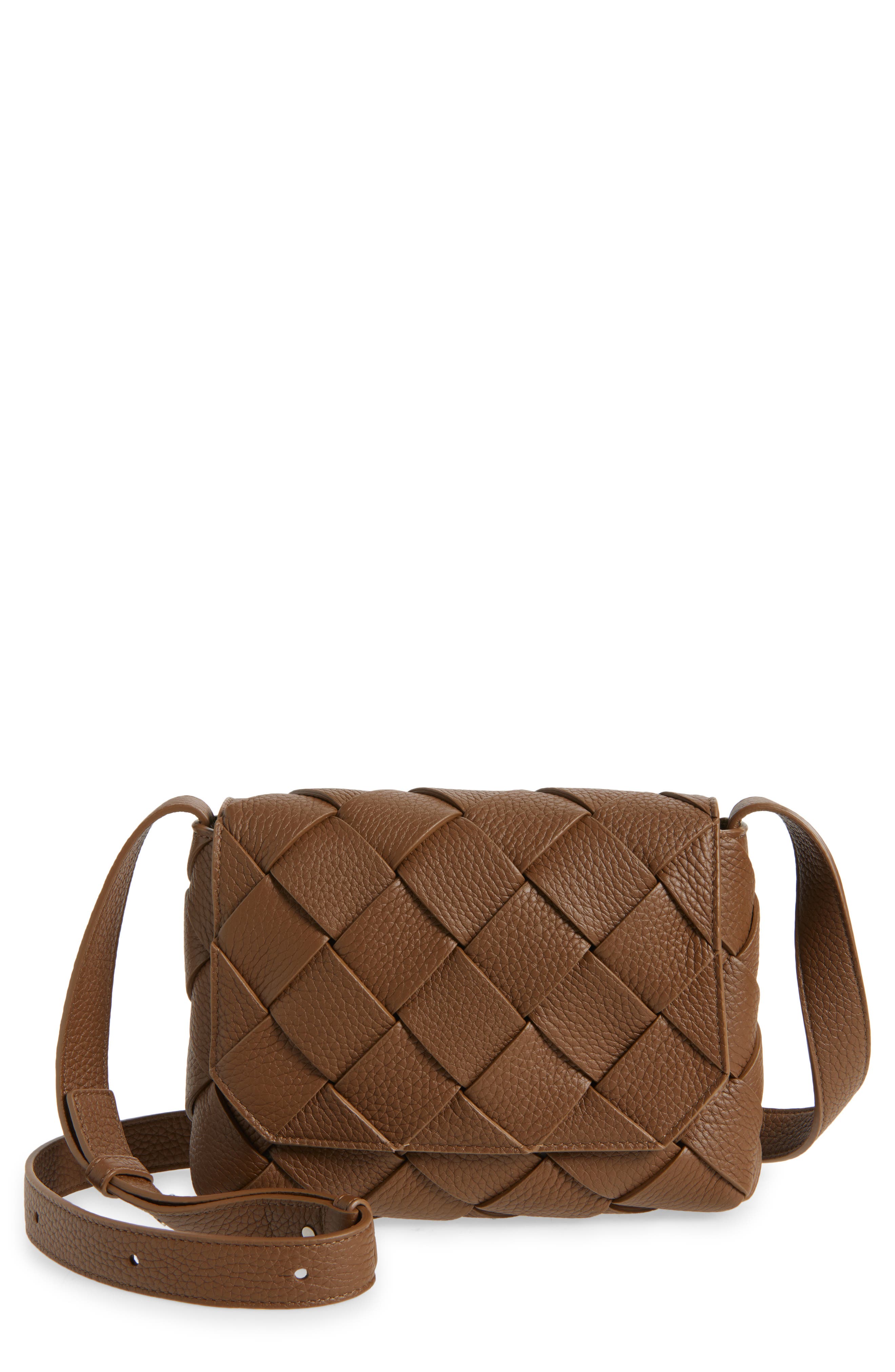 Bottega Veneta Small Intrecciato Messenger Bag, Main, color, Nocciola/ Silver