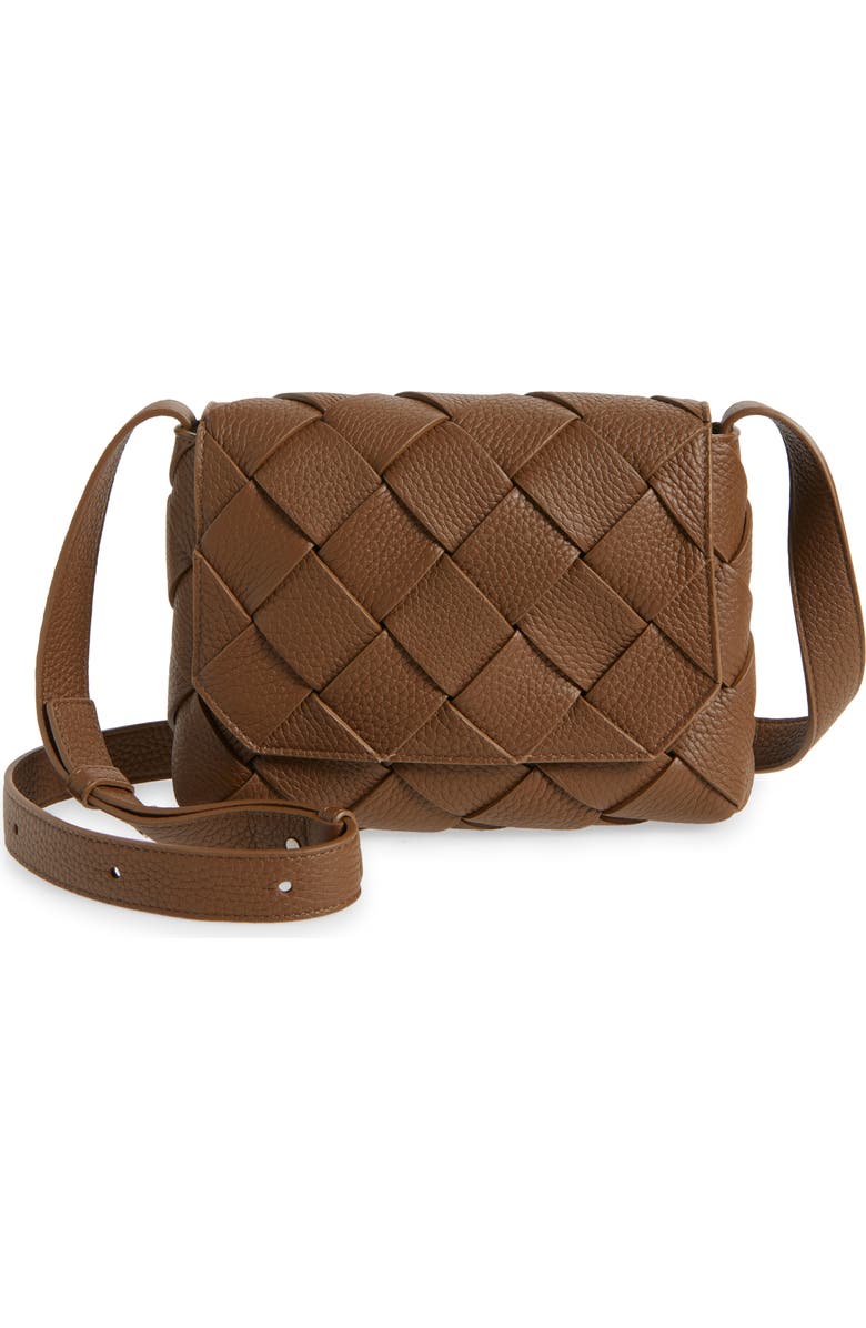 Bottega Veneta Small Intrecciato Messenger Bag, Main, color, Nocciola/ Silver