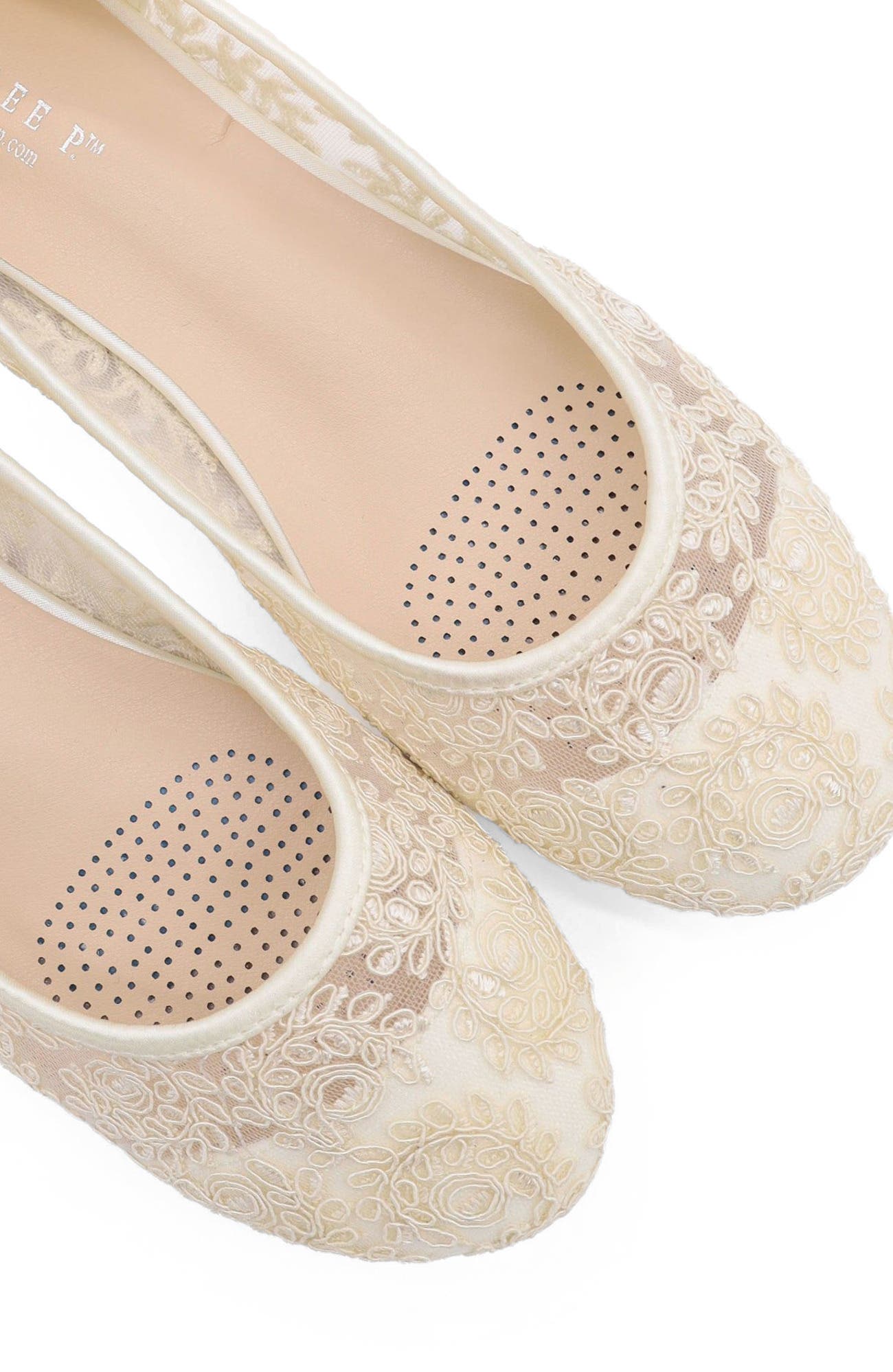 Baba Crochet Lace Ballet Flats, Alternate, color, Ivory