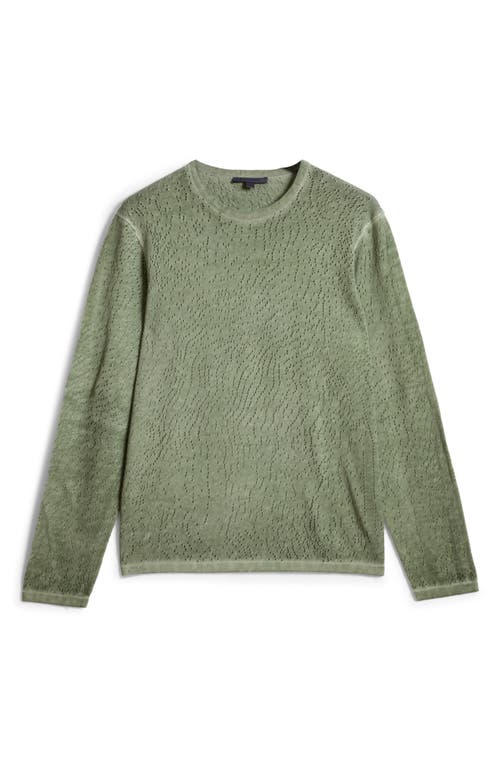 John Varvatos Camden Open Stitch Organic Cotton Sweater In Light Olive